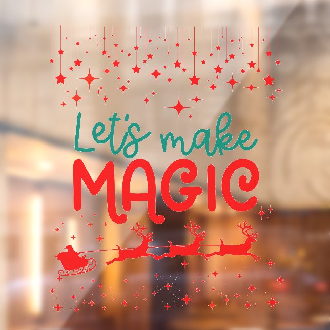 Let's Make Magic Santa Claus Reindeers Sleigh Ride Window Cling (Sheet 2)