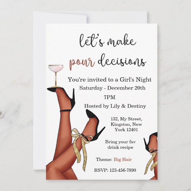 Let's Make Pour Decisions Invitation Template (Front)