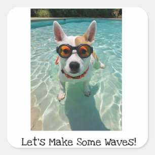 Let's Make Some Waves Cute Dog Sticker   