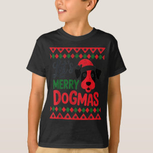 Let's Merry Dogmas Funny Dog Santa Hat Christmas X T-Shirt