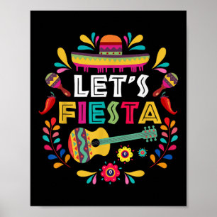 Lets Mexican Fiesta Cinco De Mayo Party Colourful  Poster
