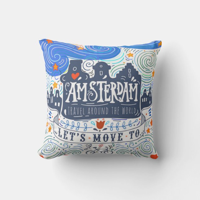 Let's Move To Amsterdam Throw Pillow (Front)