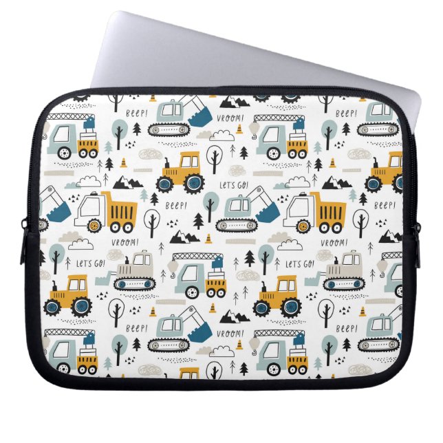 Let's Move Vehicle Pattern Laptop Sleeve (Front)