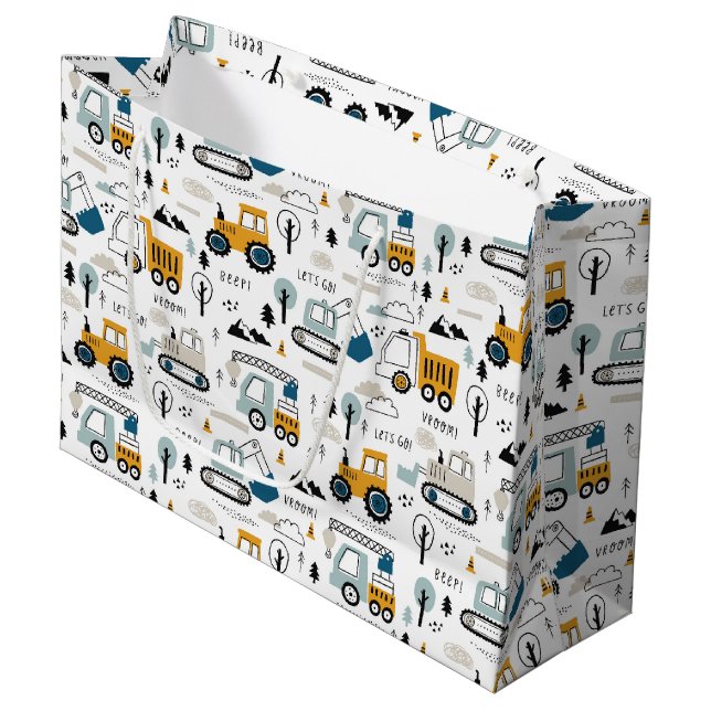 Let's Move Vehicle Pattern Large Gift Bag (Front Angled)