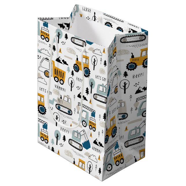 Let's Move Vehicle Pattern Medium Gift Bag (Front Angled)