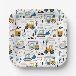 Let's Move Vehicle Pattern Paper Plate