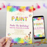 Let's Paint Birthday Party - Art Birthday Invitation<br><div class="desc">Get ready to unleash creativity and celebrate in style with our Colourful Let’s Paint Birthday Invitation! Perfect for an art-loving child, this vibrant design features watercolor rainbow paint splashes, a cheerful rainbow palette, and a fun arty party theme that sets the tone for an imaginative and colourful celebration. Whether you're...</div>