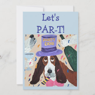 Let's Par-T Party Dog Basset Hound Invitation