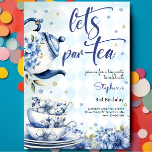 Let's par-tea birthday for kids invitation