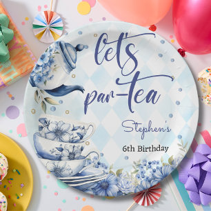Let's par-tea birthday for kids paper plate