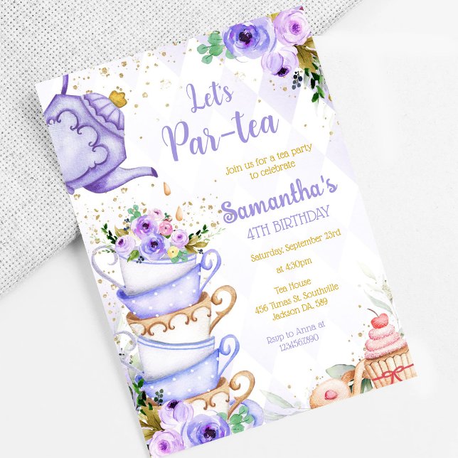 Let's Par-tea Birthday Tea Party Invitation (Creator Uploaded)