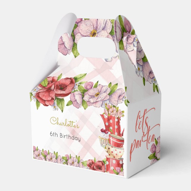 Let's par-tea, tea flowery birthday favor box (Front Side)