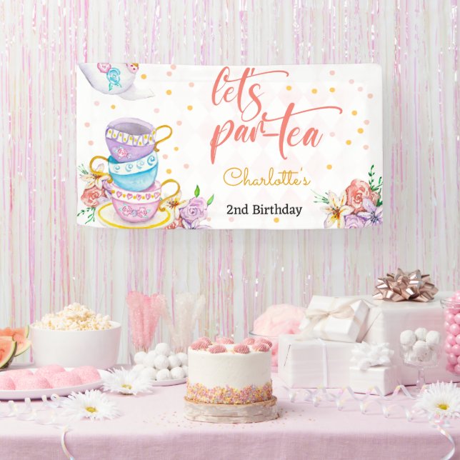 Let's par-tea, tea kids birthday banner (Party)