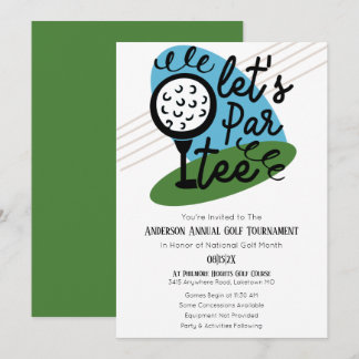 Let's Par Tee Annual Golf Tournament Cute Party Invitation