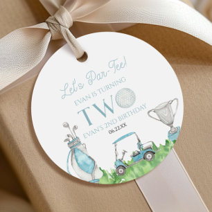 Let's Par-Tee Blue Golf 2nd Birthday Party Favour Tags