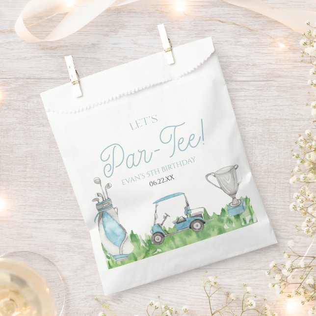 Let's Par-Tee Blue Golf Birthday Party Favour Bag (Clipped)