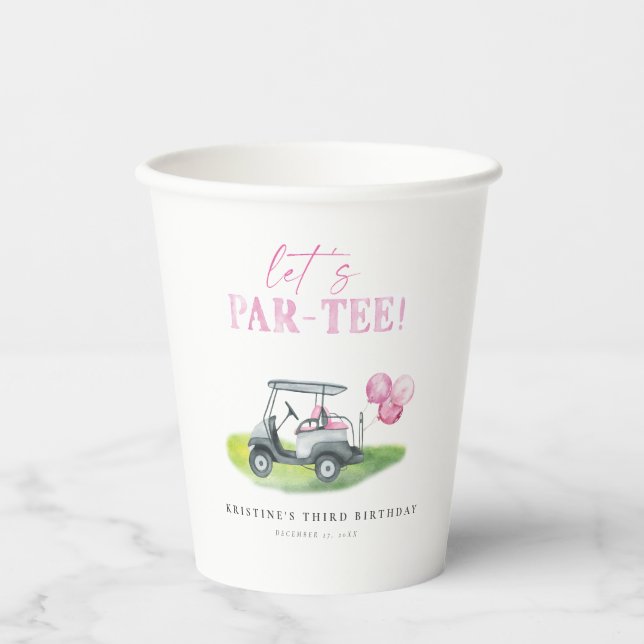 Let's Par-Tee Golf Birthday Paper Cups (Front)