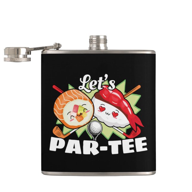 Lets Par Tee Golf Pun - Golfing Party Hip Flask (Opened)