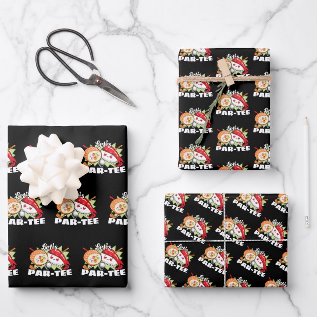 Lets Par Tee Golf Pun - Golfing Party Wrapping Paper Sheet (Front)
