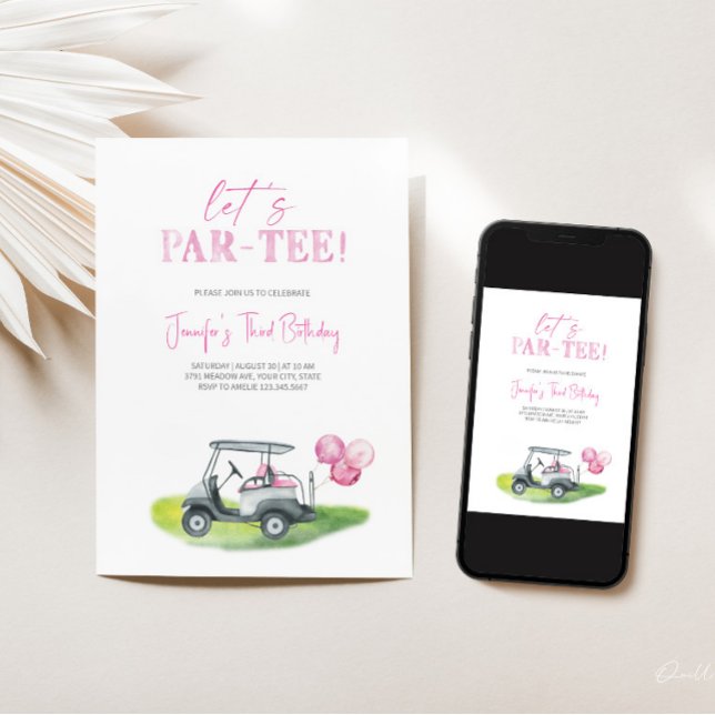 Let's Par-tee Mini Golf Girl Birthday Invitation  (Creator Uploaded)
