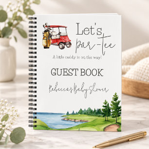 Let's Par Tee Red Cart Golf Baby Shower Guest Notebook