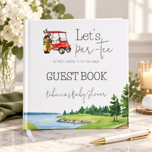 Let's Par Tee Red Cart Golf Baby Shower Party Guest Book