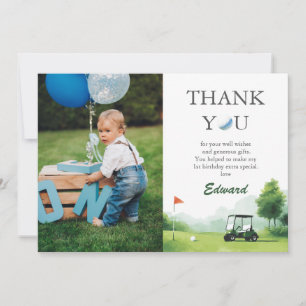 Let's Par-Tee Watercolor Golf Buggy Birthday Thank You Card