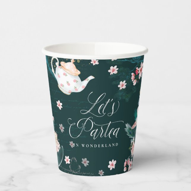 Let's Partea In Wonderland Magical Fantasy Collage Paper Cups (Left)