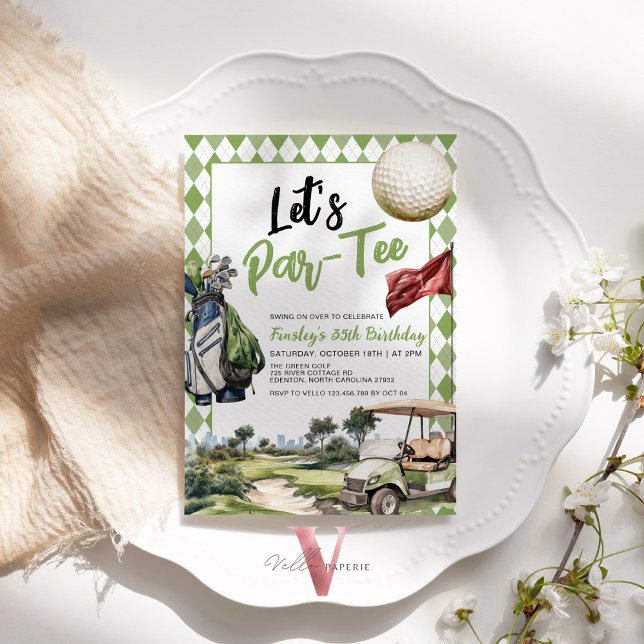 Let's ParTee Adult Golf Birthday Party Invitatio Invitation (Creator Uploaded)