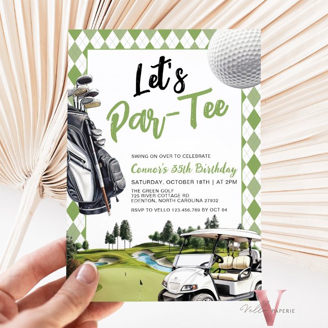 Let's ParTee Neutral Golf Birthday Party Invitation (Creator Uploaded)