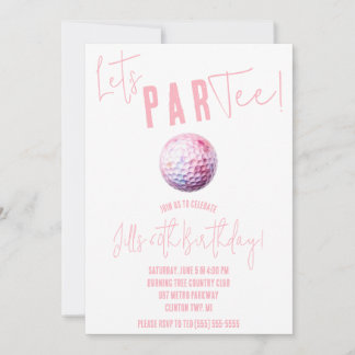 Let's ParTee! Pink and White Golf themed Party Invitation