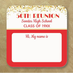 Let's Party! 50th Class Reunion custom  Square Sticker