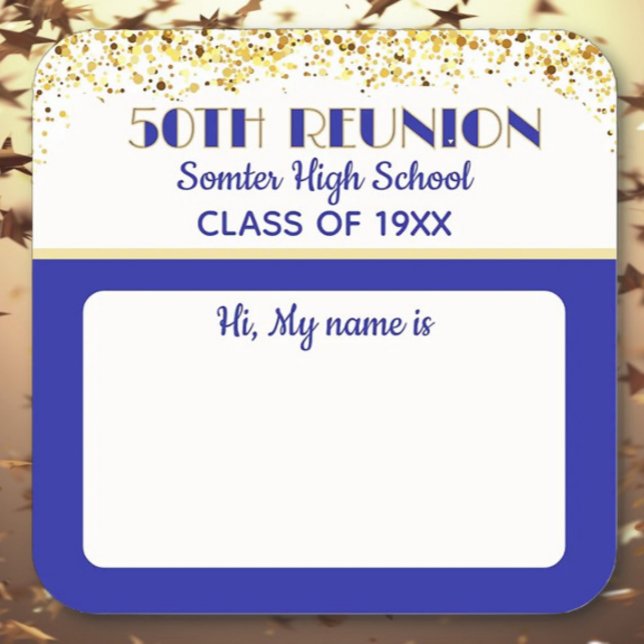 Let's Party! 50th Class Reunion custom  Square Sticker (Creator Uploaded)
