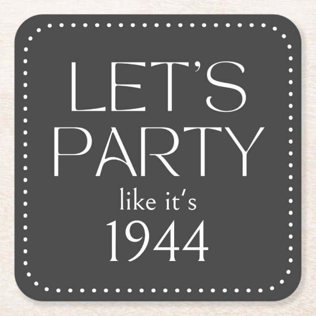 Let's Party 80th Birthday Party Coasters (Front)