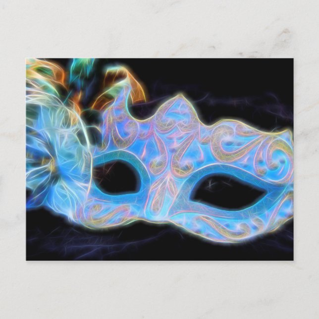 Let's Party Blue Venetian Mask Postcard (Front)