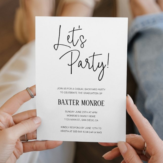 Let's Party Casual Backyard Graduation Party Invitation (Creator Uploaded)