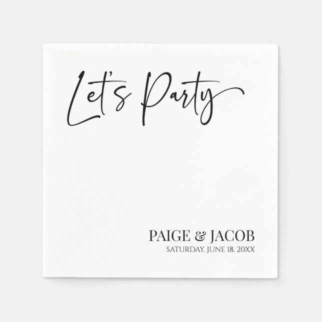 Let's Party Classic Modern Minimal Wedding Napkin (Front)