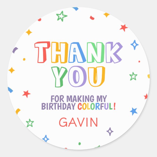 Let's Party Colourful Birthday Party Classic Round Sticker (Front)