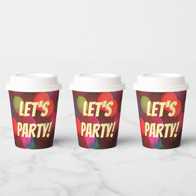 Let's Party Colourful Bokeh Lights Festive  Paper Cups (Multi)