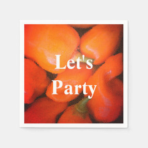 Let's Party Fun Summer Picnic Orange Chili Peppers Napkin