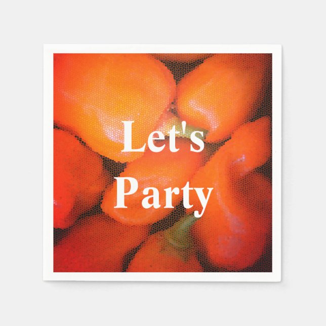Let's Party Fun Summer Picnic Orange Chili Peppers Napkin (Front)