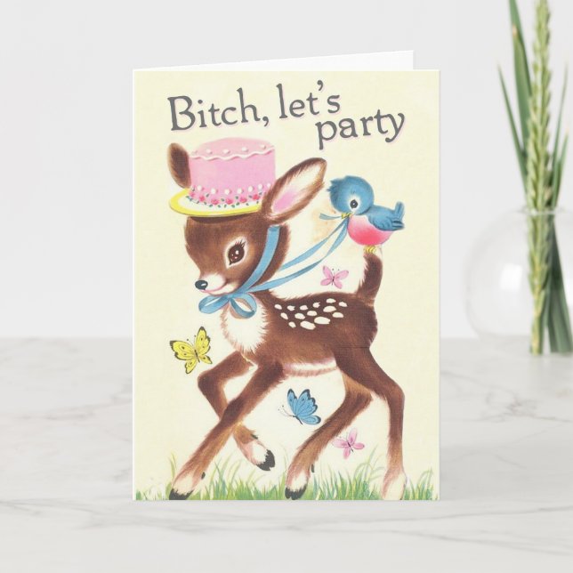Let's party! - funny vintage birthday card (Front)