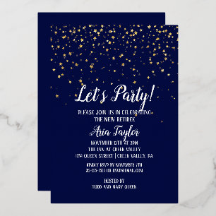 Let's Party Gold Confetti on Navy Blue Party Gold