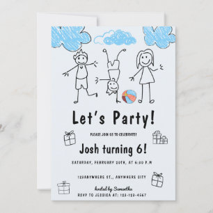 Let's Party Kids Birthday Party Invitation