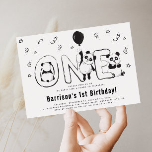 Let's 'Party like a Panda' 1st Birthday Invitation