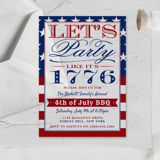 Let's Party Like It's 1776 | 4th Of July Party Acrylic Invitations (Creator Uploaded)