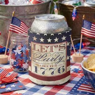 Let's Party Like It's 1776 Vintage 4th Of July Can Cooler