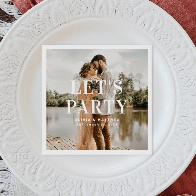 Lets party. Modern minimalist typography wedding  Napkin (Creator Uploaded)
