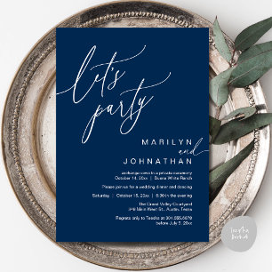 Let's Party, Modern Romantic Wedding Reception Invitation