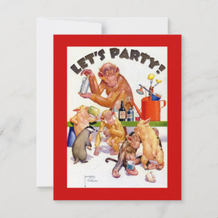 Let's Party Monkey Shines Invitation